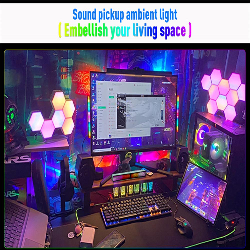 RGB 32LED Light Bar Type-C Rechargeable APP Control Car Home Ambient Lamp Black