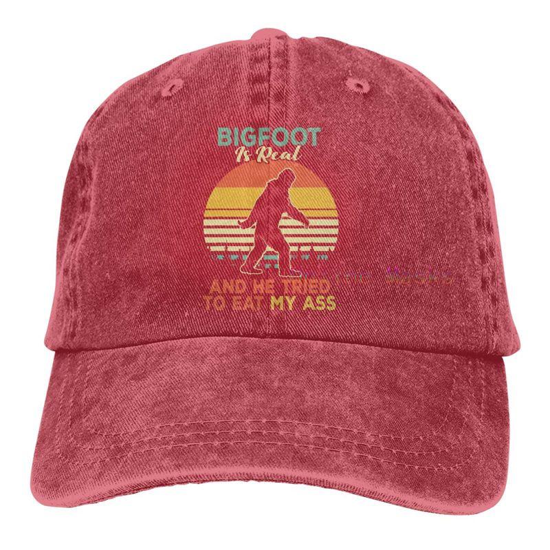 Bigfoot ist echt und er hat versucht, meinen Arsch zu fressen Baseballkappe Unisex Vintage Trucker-Hut Verstellbare Cowboyhüte für Herren Damen