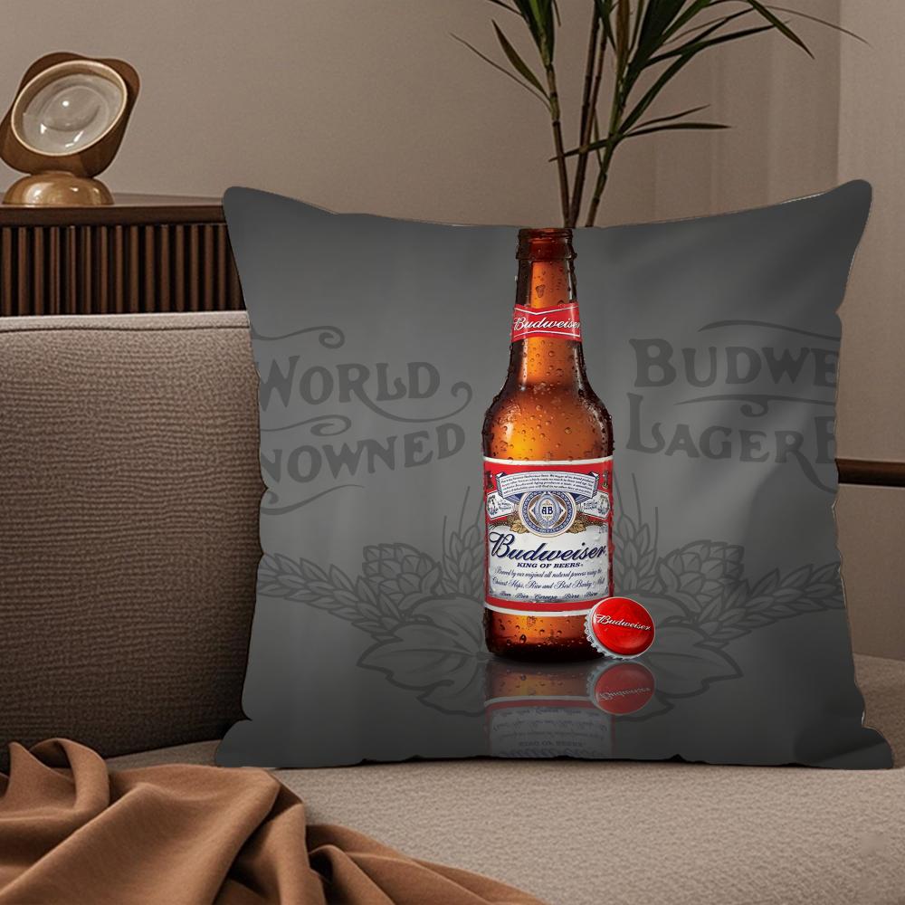 Federa per Cuscino Classica Birra Budweiser Tessuto Peluche Morbido Stampata Double-Sided Divano Caldo Inverno Casa Regalo Bambino Federa