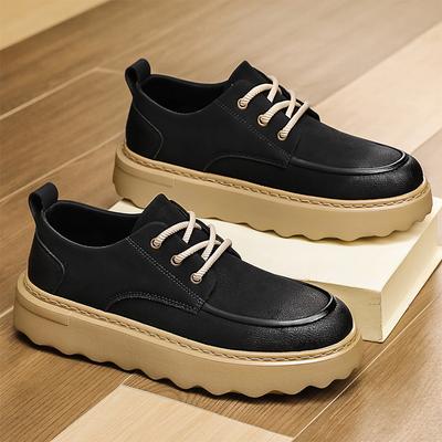 Men's Shoes Autumn 2025 New Versatile British Casual Leather Shoes Men's Fashion Board Shoes Platform Sports Work Trendy Shoes