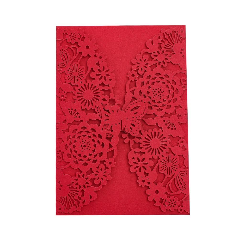 50pcs Flower 3D Invitation Card Hollow Out Butterfly Greeting Card  Festival Celebration