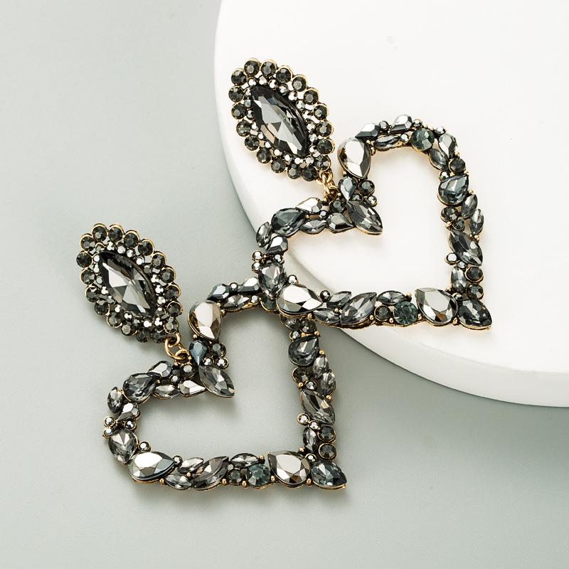 Fashion Boho Colorful Heart Crystal Earrings For Women  New Rhinestone Statement Heart Stars Drop Earrings Bijoux