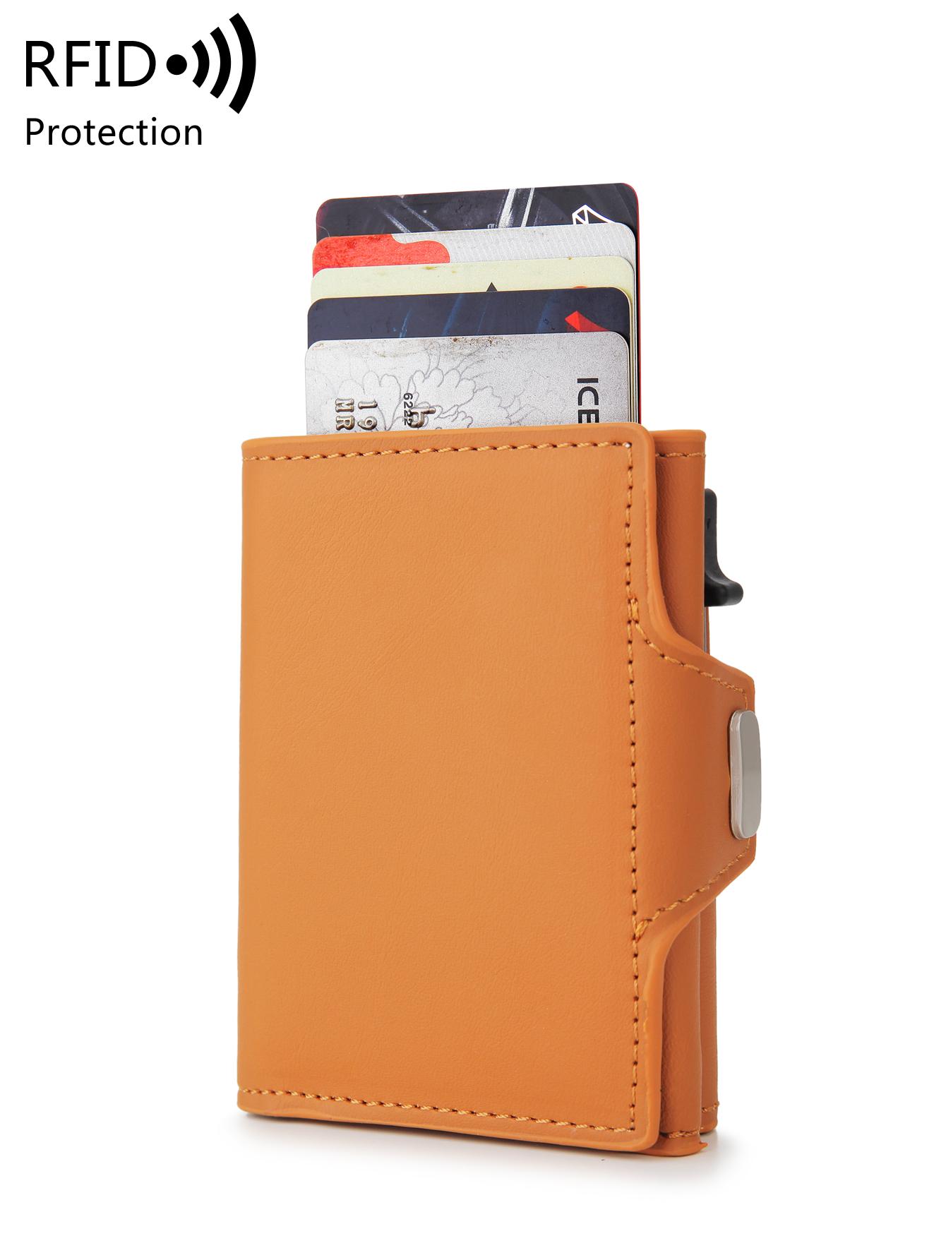 

Мужской кошелек RFID, держатель кредитных карт, кожа PU, мини-кошелек, автоматический выдвижной многофункциональный держатель банковских карт