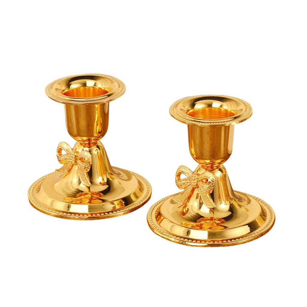 2Pcs Candlestick Holder Ornament Mantel Decoration Taper Candle Holders for Wedding Reception Halloween Hotel Holiday Fireplace