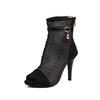 Fish mouth mesh cool boots  spring and summer hollow boots thin heel jazz dance high heel sandals