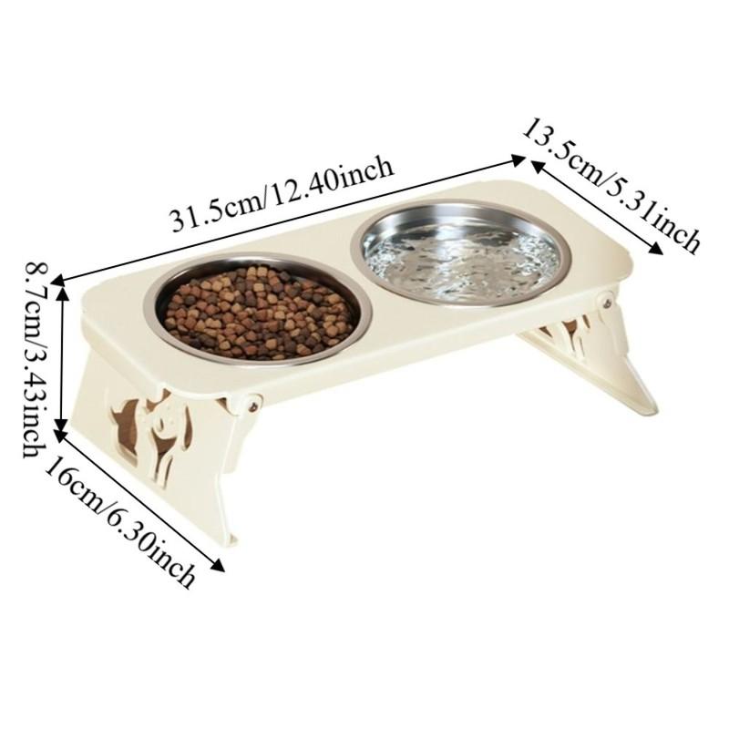 Foldable Raised Pet Feeder Removable Anti-flip Dog Double Bowl Water Food Bowl Non-slip Elevated Cat Bowl Healthy Feeding