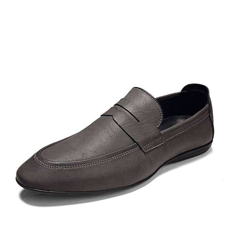 

Мужские лоферы из натуральной кожи, мягкие мокасины, высокое качество, весенне-осенняя обувь из натуральной кожи, удобная мужская обувь для вождения, слипоны, плоская подошва 44 серый