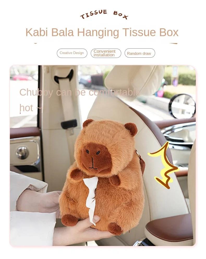 Cartoon Capybara Tissue Box Holder Cute Plush Tissue Boxes Bracket Auto Armrest Box Car Seat Back Car Decorations Car Tissue Box