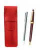 Slim Leather Pen Case In with a Metal Pointer and Neo Ballpoint Pen Set Red, D-600 (red) ASR-701S-600B-R