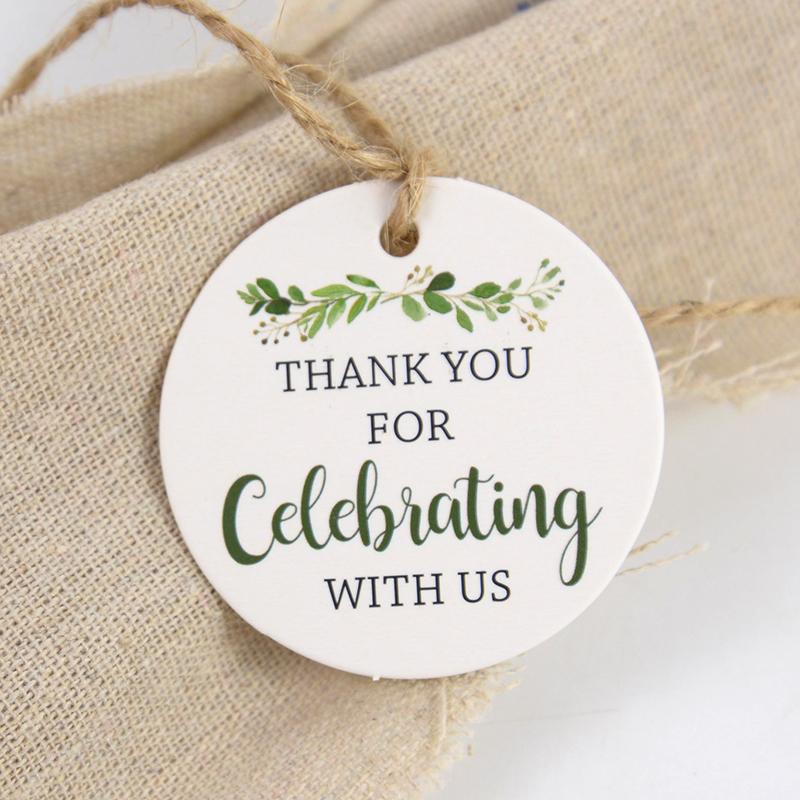 50pcs Floral Gift Tags Thank You For Celebrating With Us Paper Tag Wedding Bridal Shower Birthday Party Decoration Favors Supply