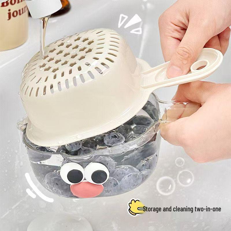 Double Layer Exquisite Fruit Bowl: Cute Handle Thickened Draining Basket for Kitchen & Living Room Use