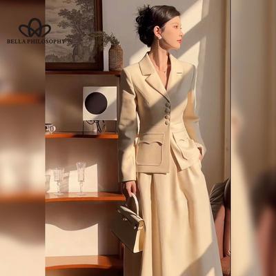 Jaqueta Slim Versátil Saia Longa Feminino Primavera Nobre Celebridade Terno Feminino Estilo Casual Terno Escritório Senhora Terno
