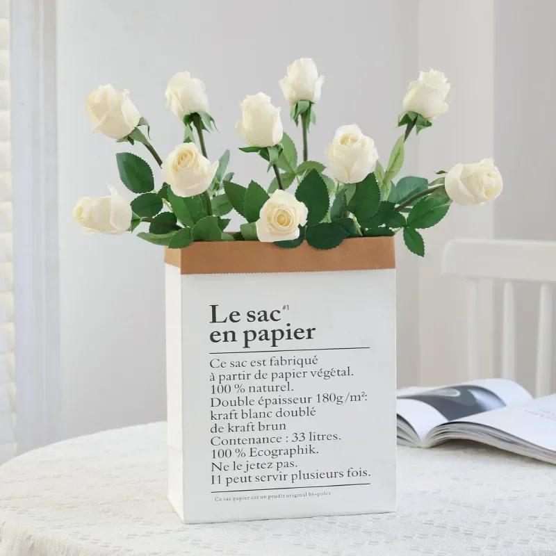 10 Pcs/lot Moisturizing Real Touch Roses Artificial Flowers Bridal Bouquet Rose Wedding Decor Home Party Valentine's Day Floral