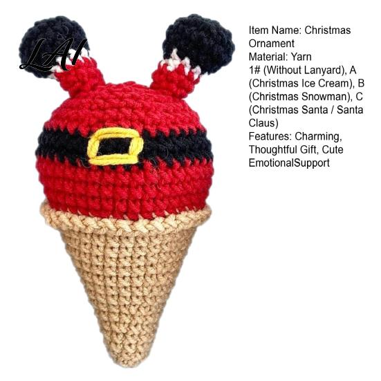 Unique Winter Holiday Gifts for Friends Handmade Crochet Christmas Ornament Ice Cream Theme Desktop Decor Handcrafted Yarn Crafts Cute Figurine Home