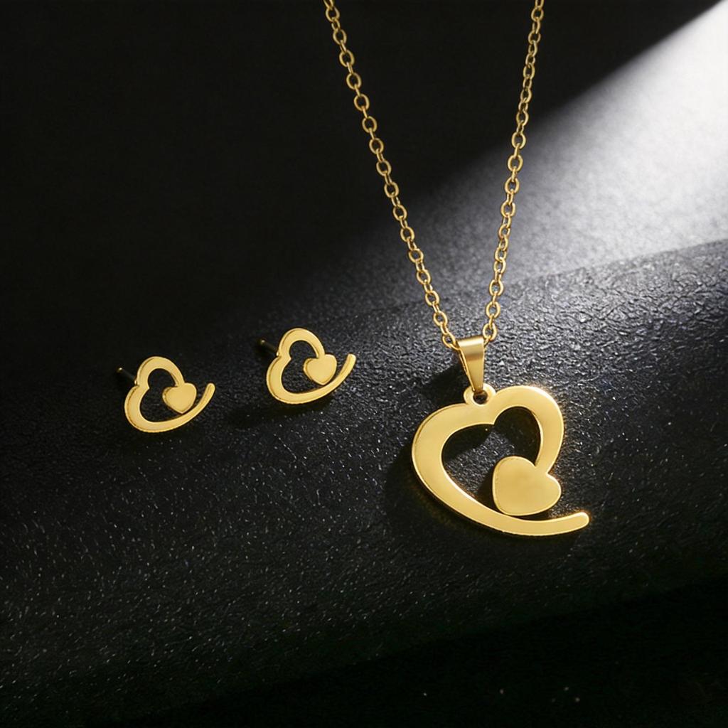 European Fashion Star & Moon Clavicle Necklace and Earring Set
