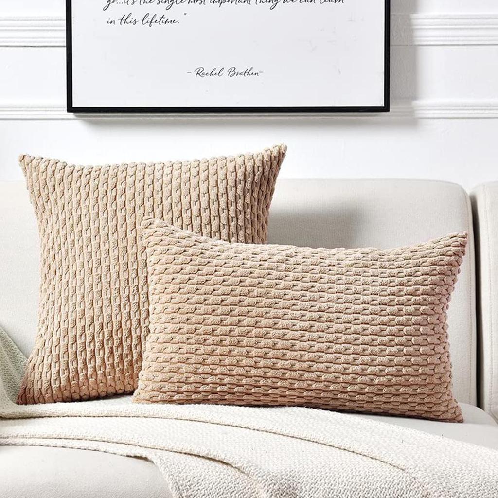European Style Corduroy Lumbar Throw Pillow Cover for Home and Bedroom Decor.