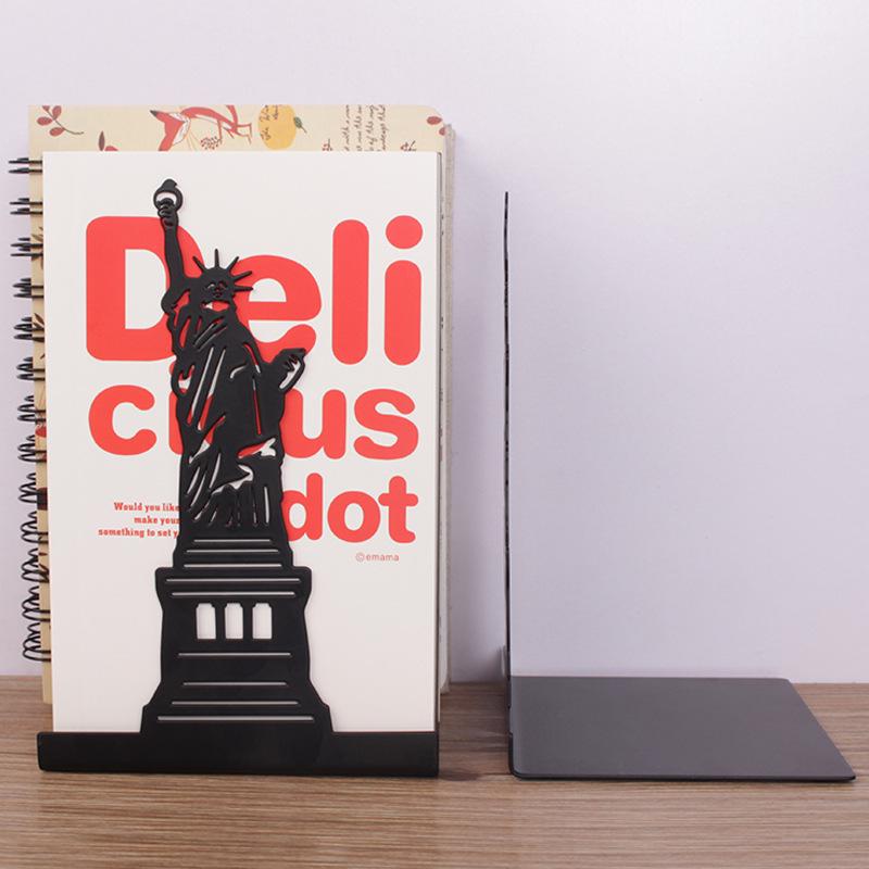 Creative Wrought Iron Metal Book Storage Rack and Personalized Hollowed-Out Bookends