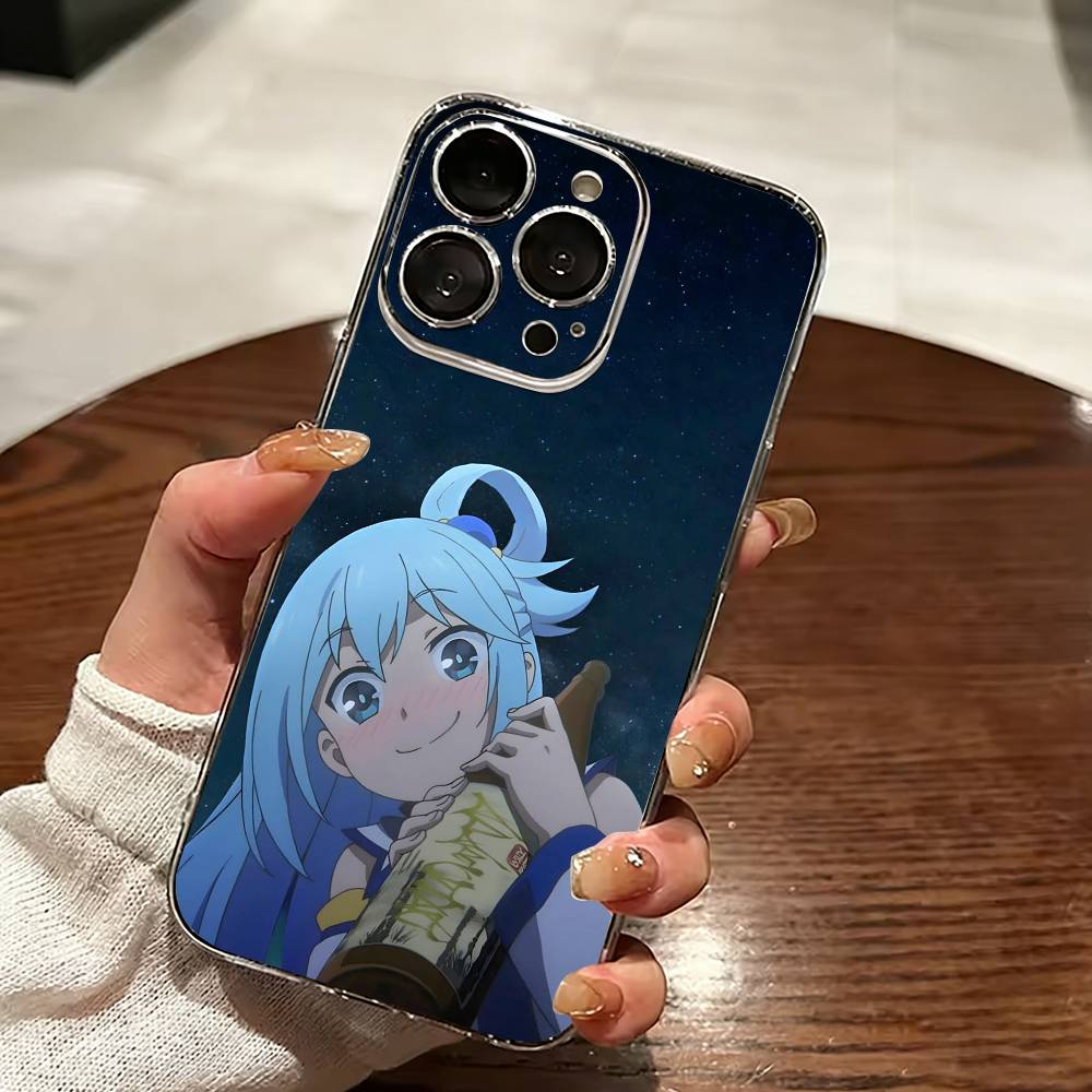 A-Aqua Anime KonoSubaS-S Handyhülle Für iPhone 17 16 15 14 13 12 11 Mini Pro Max Plus Transparente Hülle