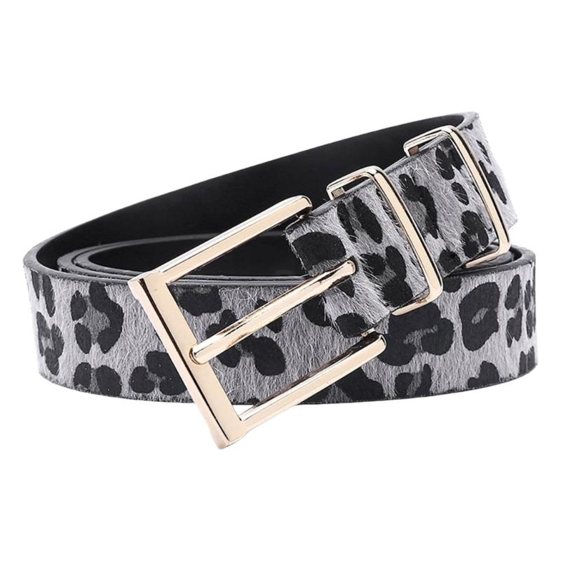Waist Belt Leopard Print Chain for Cowboy Cowgirl Stylish Hot Buckle Retro Hot Buckle Waist Chain Belt серый