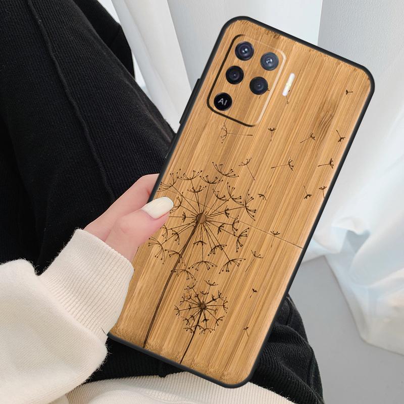 Natural Bamboo Wood Animal Print Case For Oppo A17 A57 A77 A40 A78 A54 A74 A94 A76 A16 A96 A18 A60 A80 A38 A58 A98 A15 A5 Pro