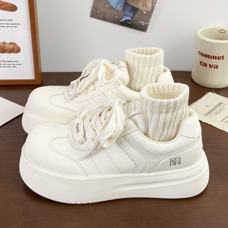 Fashion 2025 Spring Chunky Platform Sneakers for Women Retro Style Thick-Sole Casual Shoes Versatile White Sneakers Ins Trendy Must-Have
