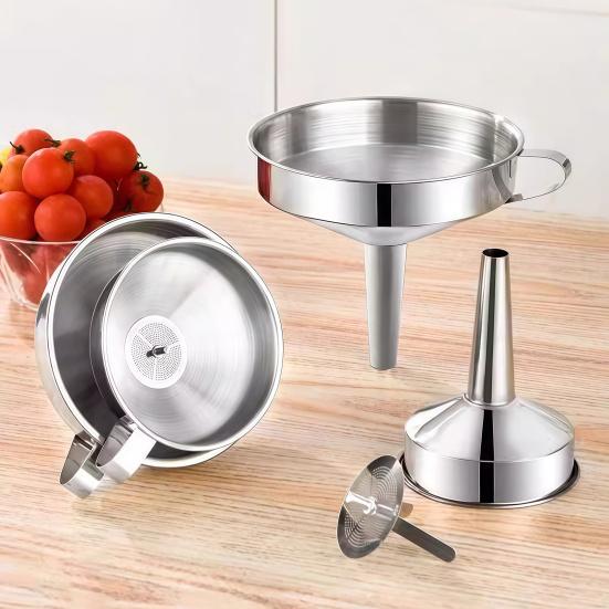 Trichter Groß Mittel Klein Küchen-Trichter mit ergonomischem Griff 304 Edelstahl Spülmaschinenfest Herzförmiger Entlüftungskanal Koch-Trichter