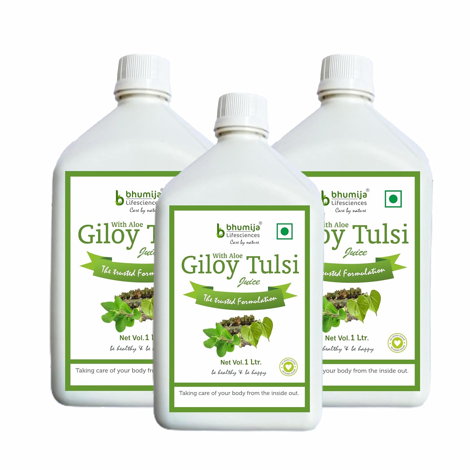 

Bhumija Lifesciences Giloy Tulsi Juice Immunity Booster Natural Juice | 1 Litre 2.2lbs Each Pack Of 3