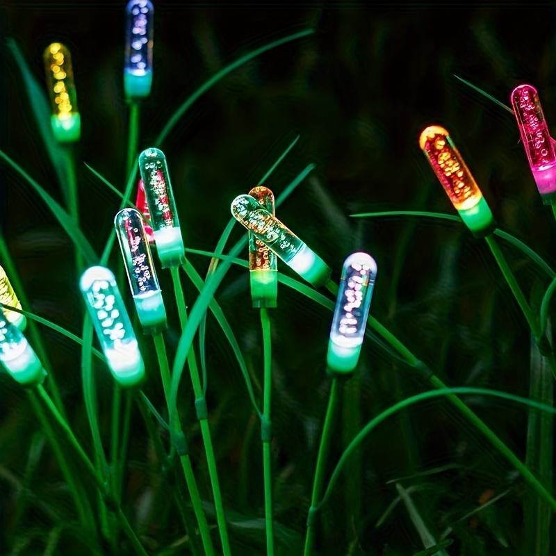 Słoneczne lampki ogrodowe LED trzcinowe - Zewnętrzne lampy na tyczce z akumulatorami litowo-jonowymi, wodoodporność IP54, konstrukcja do montażu częściowo wpuszczanego