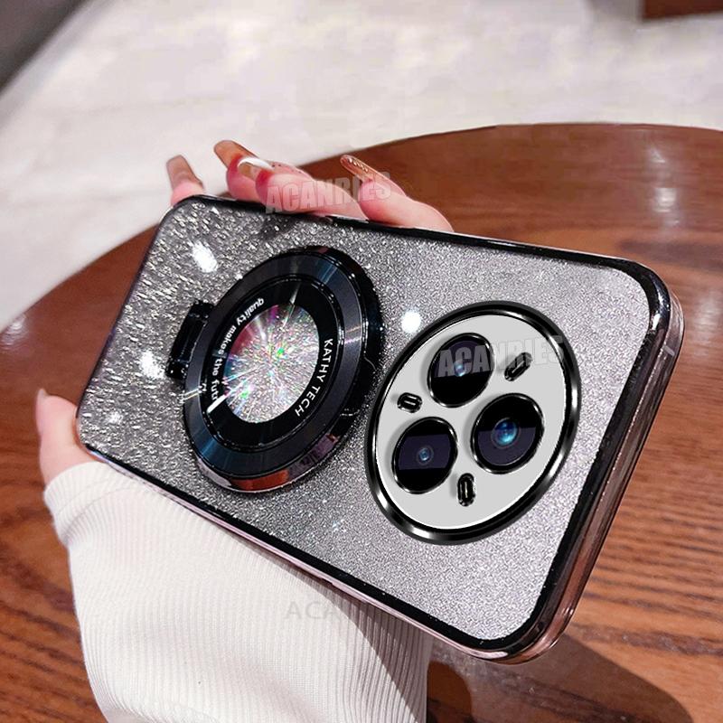 

Realme14pro Роскошный блестящий держатель с силиконовым чехлом для Oppo Realme 14 Pro Plus 14pro Противоударный защитный чехол-подставка Realme 14 Pro Plus