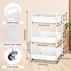 Chariot de Rangement - Blanc - 3 Niveaux - Roulettes - 41x30,5x76 cm - Meuble de Cuisine