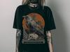 Nevermore Rabe Totenkopf T-Shirt, Vintage Retro Goth Grafik T-Shirt, Herbst Halloween Shirt, Dark Academia Kleidung, Edgar Allan Poe Geschenk Für Sie