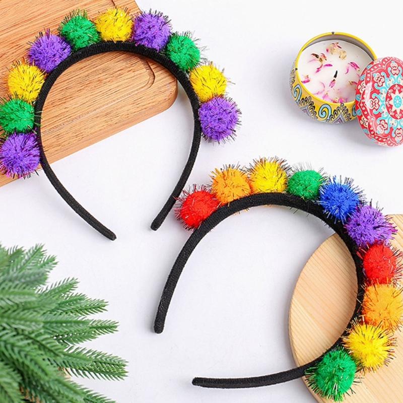 Colorful Mardi Gras Headband Features Green Yellow Colorful Charm Headwear for Prom and Party Comfortable