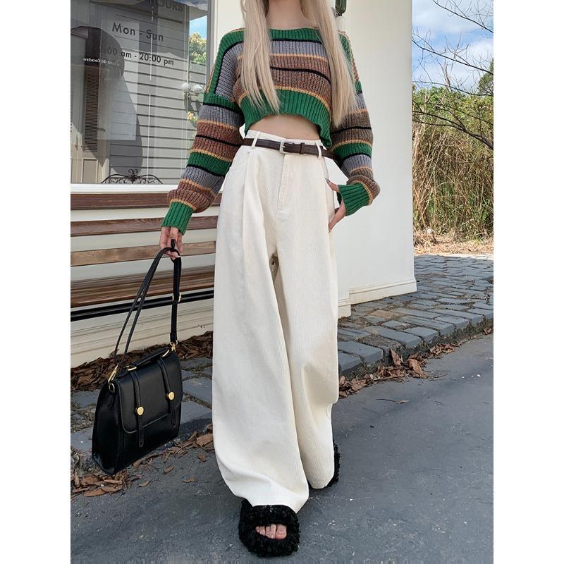 Pantaloni a zampa larga in velluto a coste da donna Autunno Inverno Nuova Moda Eleganti Taglie Forti Larghi Casual Semplici Lunghi Pantaloni Dritti Abbigliamento
