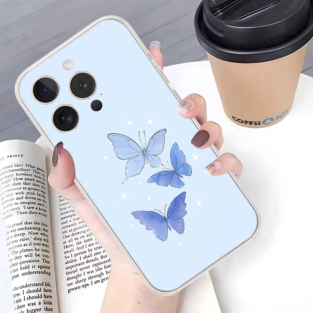 B-Schönes Schmetterlings-Handyhülle Für IPhone 17 16 15 14 Plus 13 12 11 Pro Max Handy-Rückseite Transparente Stoßfeste Hülle