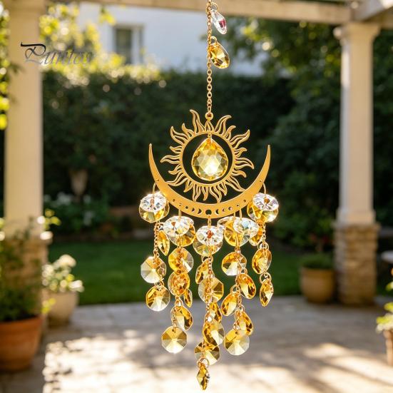 Hängender Balkon-Schmuck Bunte Kristalle Sonnenfänger, Sonnenfänger für Fenster, Windspiele mit Kette, Dekorative Kristall-Anhänger Prisma Regenbogen-Macher