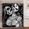 Skull Shower Curtain Waterproof Polyester Fabric Gothic Halloween Sexy Woman Love Print Shower Curtain Cortina De La Ducha