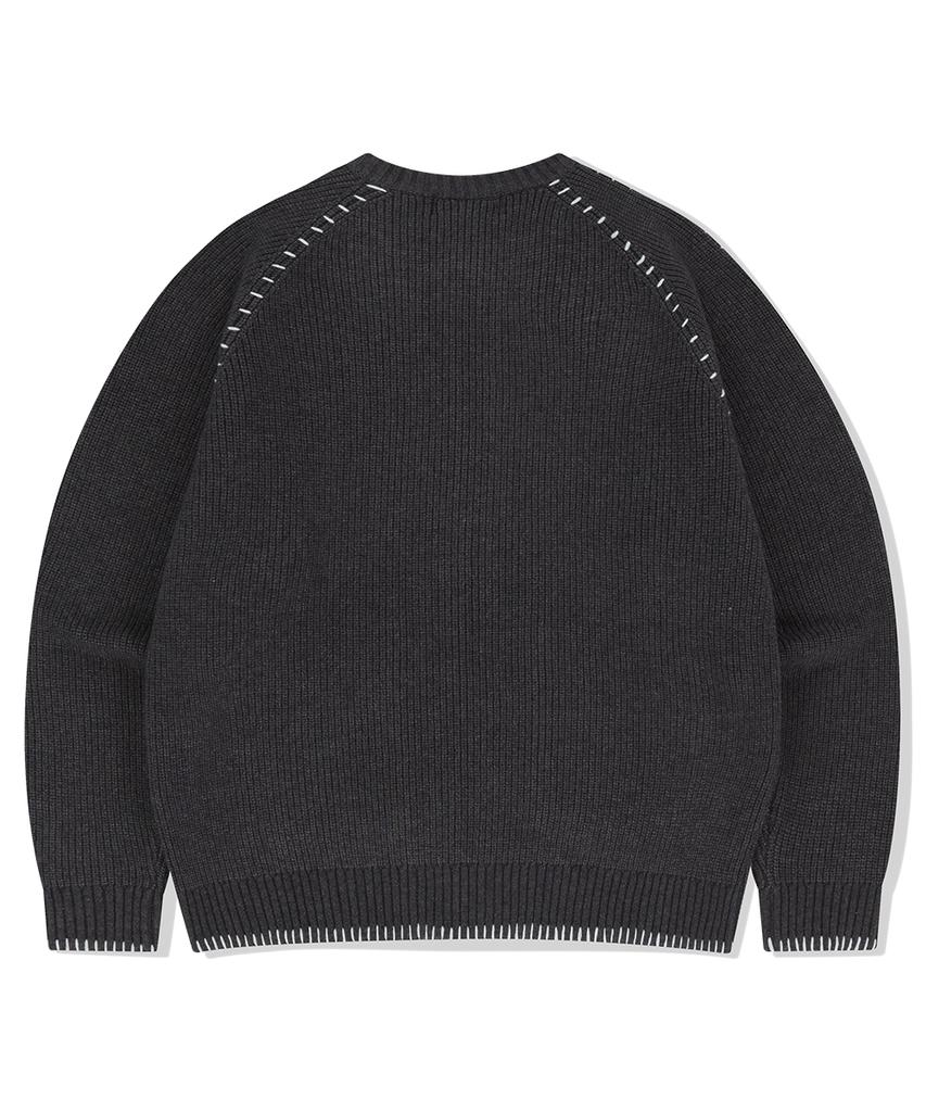 MAHAGRID Stitch Zip-Up Knit Charcoal(Mg2Fsmk680A)