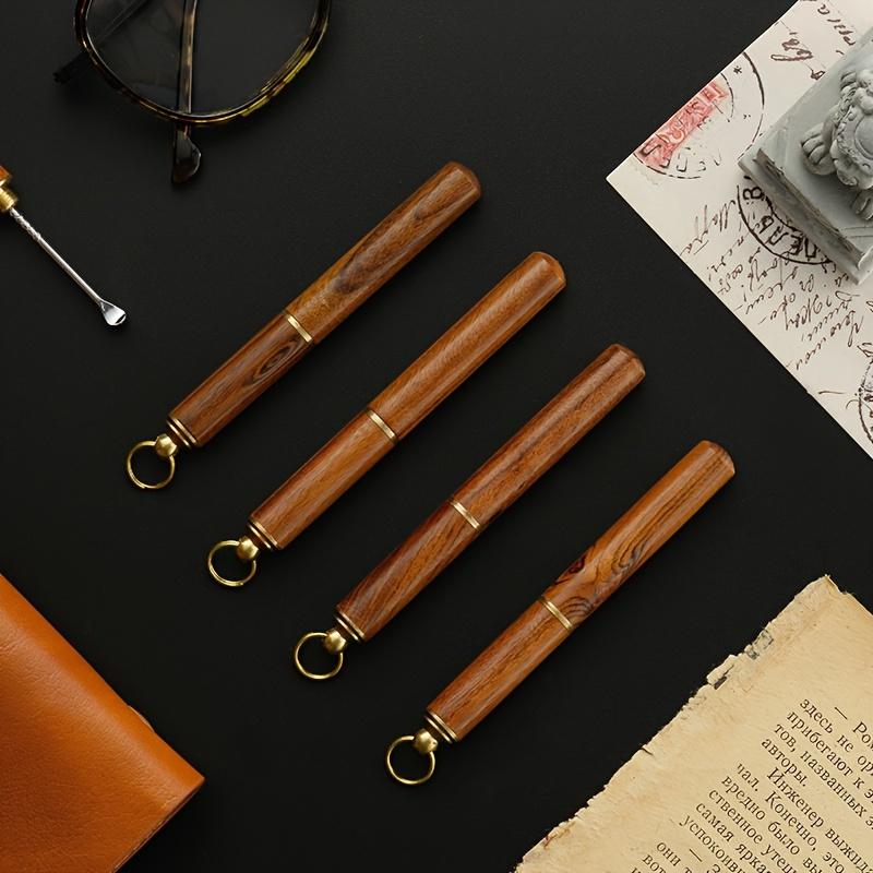 1pc Handcrafted Sandalwood Earwax Removal Tool - Portable, Safe Manual Ear Scoop with Polished Wooden Handle and Brass End for Gentle Ear Cleaning