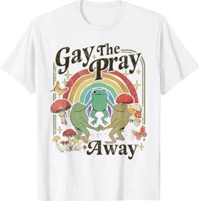 Gay The Pray Away Rainbow LGBT Pride Funny Meme Frogs T-Shirt