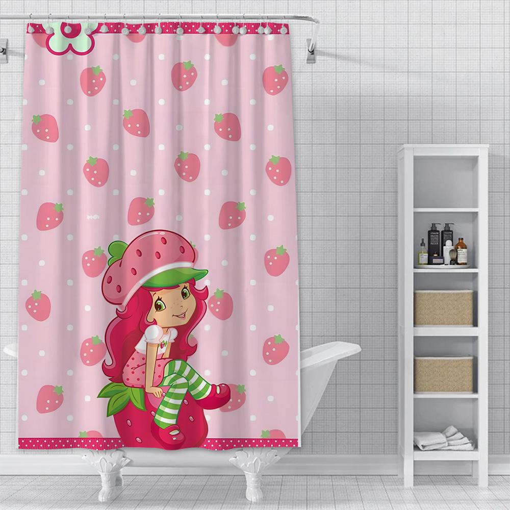 Duschvorhang Wasserdichtes Polyestergewebe Farbe Bunt Badezimmervorhänge Erdbeere Schatz Zuhause Badezimmerdeko Mit Haken