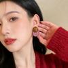 Design Sense Geometric Contrast Color Design Sense Stud Earrings Women's Light Luxury Retro Earrings New Popular Personality Trendy Earrings Wholesale