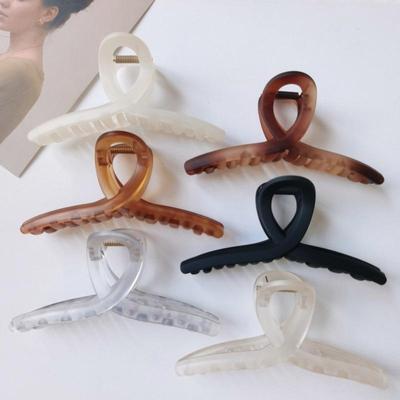 Korea Extra Large Hair Grab Acrylic Frosted Cross-Plate Hair Grab Shark Clip Girls' Fashionable High-end Headwear Accessories