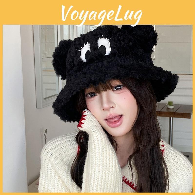 Plush Cute Fisherman Hat With Big Eyed Embroidery And Ear Design Daily For
