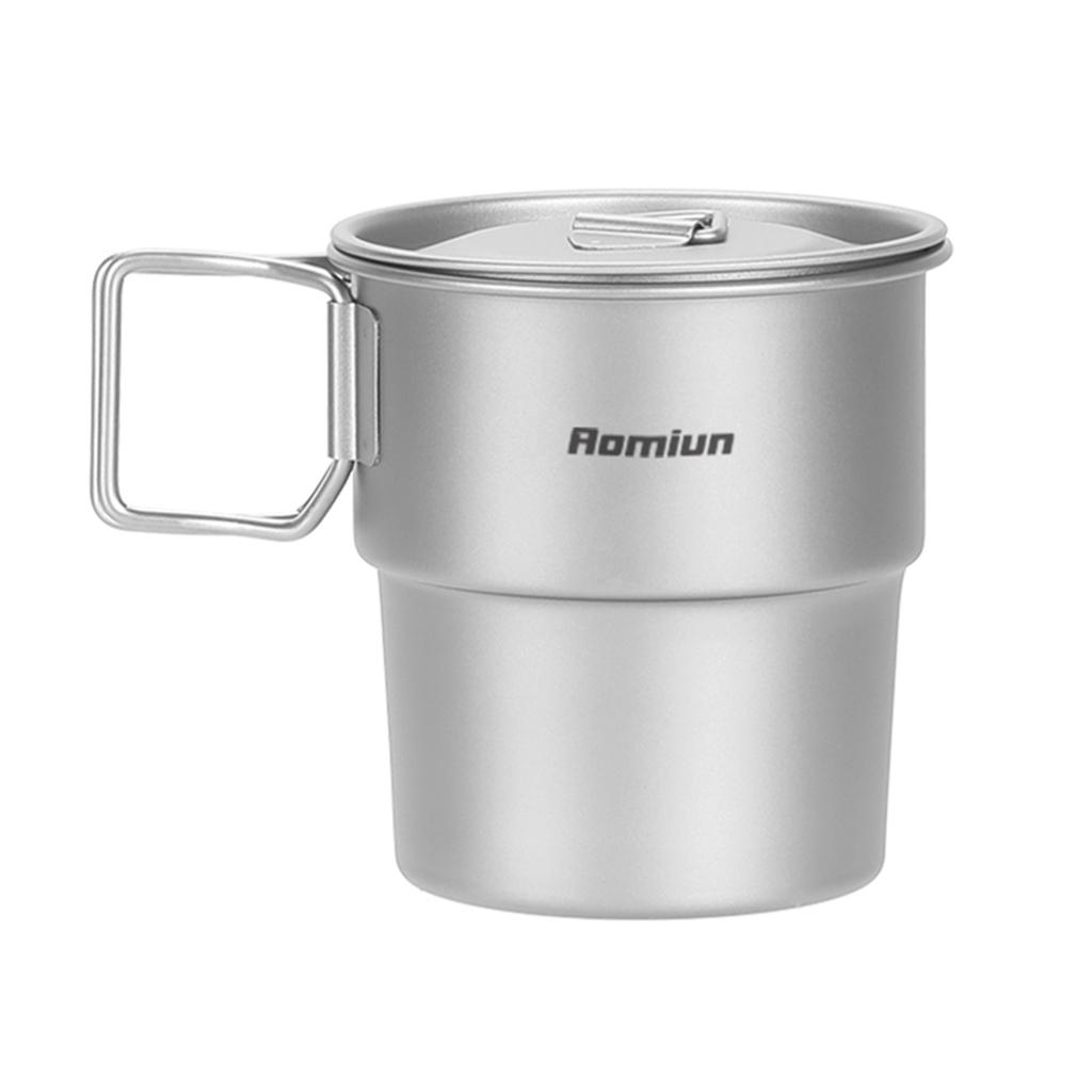 Titanium Camping Cups Stackable Coffee Mugs 300ml Foldable Handle Outdoor Coffee Mugs Reusable Metal Cup Camp Cup