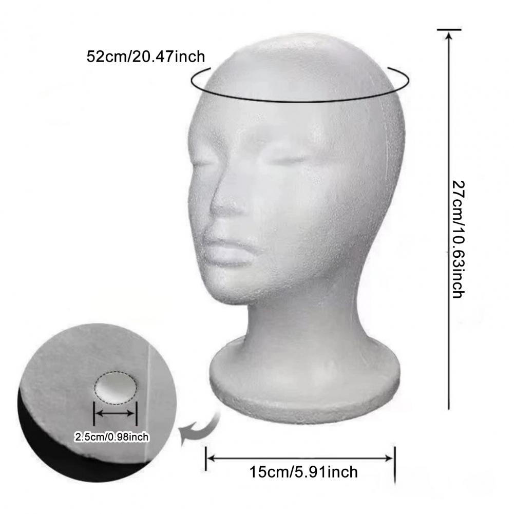 Foam Head for Wigs Female Mannequin Head Headset Wig Display Stand Hairpieces Lightweight Cap Stand for Home Salon Travel