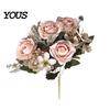 Soft Pastel Flowers Artificial Rose Bouquet for Wedding Bridal, Fake Photography Props Home Decoration And Props, Realistic Art Craft