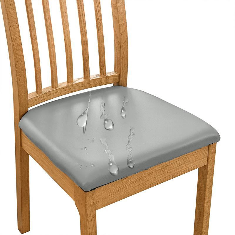 PU Leather Square Chair Cushion Cover Waterproof Kitchen Dining Seat Slipcovers Removable Dining Room Chair Seat Cushion Covers