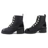 Excellent CHANEL Short Boots COCO Mark Pearl Front Zip Patent 38 G45183 23B Used