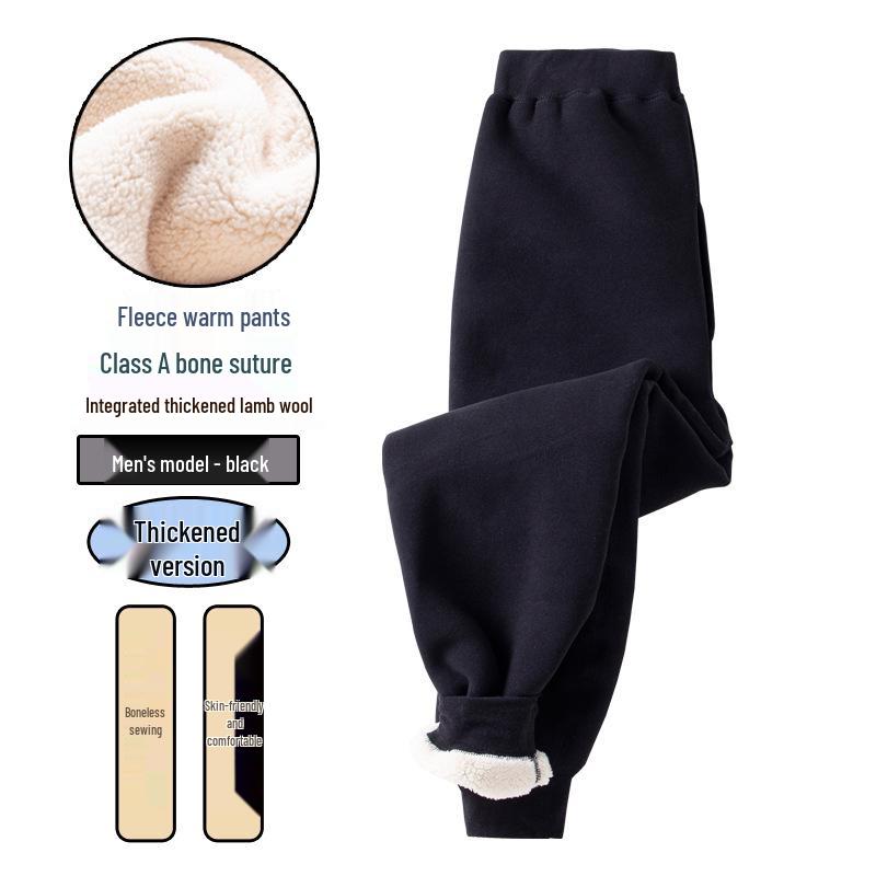 Boys' Warm Plus Velvet Thickened Pants: Medium & Large Sizes, Teen One-Piece for Fall/Winter School Wear
