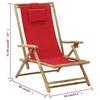 Chaise de relaxation - vidaXL - Inclinable - Rouge - Pliable - Bambou